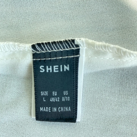 White summer top, lace sleeves, off shoulder, embroidered flowers Size L NWOT - Picture 7 of 11